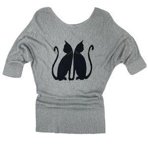 Mirror Image Black Cat Sweater Pullover Size Small